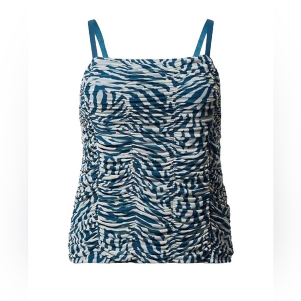 Torrid‎ Stretch Mesh Cropped Shirred Cami top tank top blue Zebra 0X 1X 2X 3X